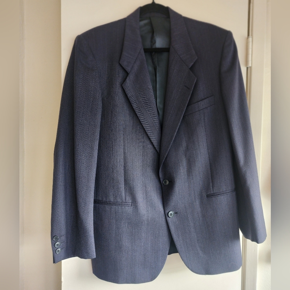 Vintage Yves Saint Laurent Menswear Navy Wool Blazer, 40R, Tailored, Two-Button